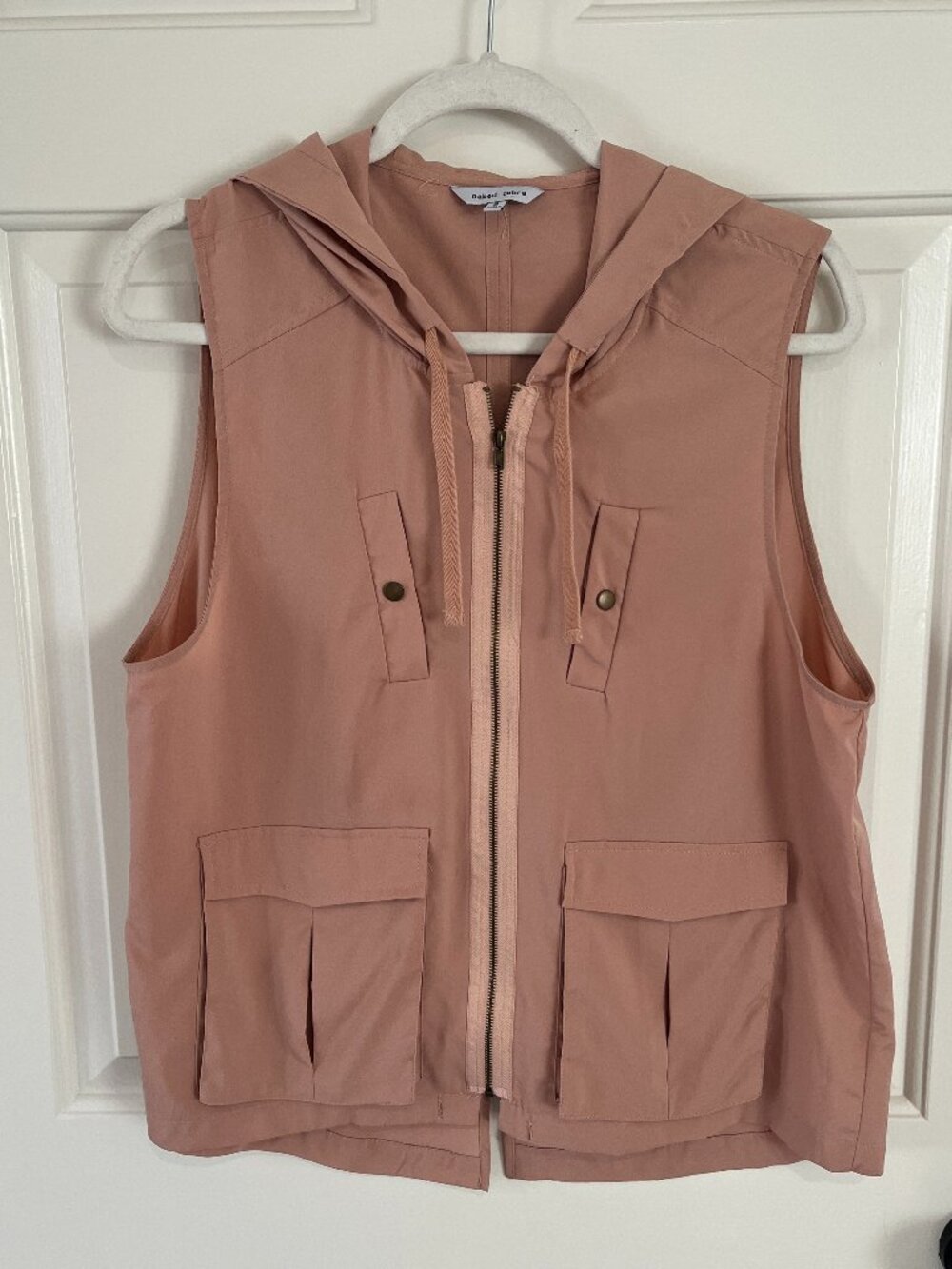 Naked Zebra Dusty Pink Hooded Cargo Vest | Size Small | Festival Style